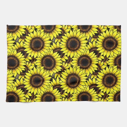 Grote gouden zonnebloemen theedoek (Horizontaal)