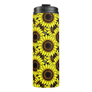 Grote goudgele zonnebloemen thermosbeker