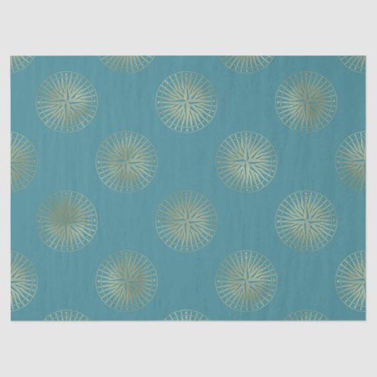 Grote goudkompassen voor Blauwgroen ontkoppeling Tissuepapier (Voorkant)