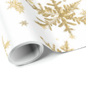 Grote goudsneeuwvlokken op wit cadeaupapier (Rol Hoek)