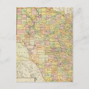 Grote graafschappen en spoorwegen in Texas Briefkaart