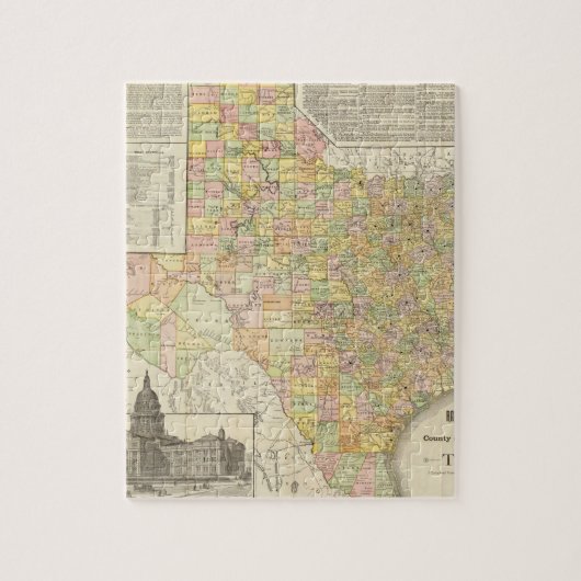 Grote graafschappen en spoorwegen in Texas Legpuzzel (Verticaal)