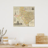 Grote graafschappen en spoorwegen in Texas Poster (Keuken)