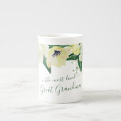 Grote Grandma Elegant Script Waterverf Flowers Porselein Kop (Voorkant)