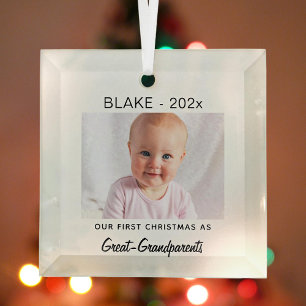 Grote-Grands 1e Kerstmis, Baby Foto Keepsake Glas Ornament