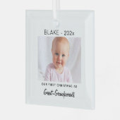 Grote-Grands 1e Kerstmis, Baby Foto Keepsake Glas Ornament (Voorkant links)