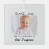Grote-Grands 1e Kerstmis, Baby Foto Keepsake Glas Ornament (Voorkant)
