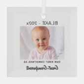 Grote-Grands 1e Kerstmis, Baby Foto Keepsake Glas Ornament (Achterkant)