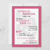 Grote Grappige Roze Uil Baby Douche Uitnodigingen (Achterkant)