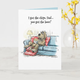 Grote grappige ruige hond Vaderdag kaart voor vade