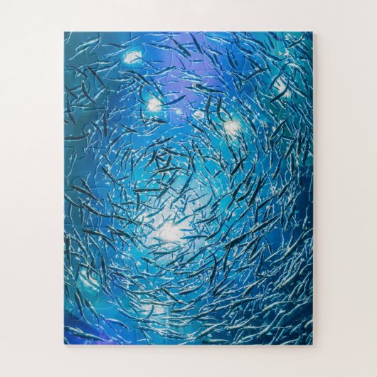 Grote Gray School of Ocean Fish Legpuzzel (Verticaal)