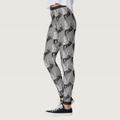 Grote griezelige zwarte witte bijen schedels op vl leggings (Links)