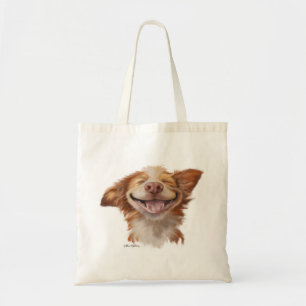 Grote grijns hond cartoon tote bag