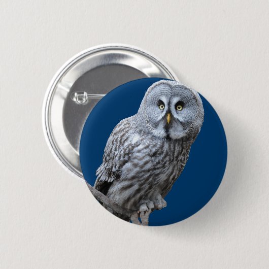 Grote grijze boomkorren ronde button 5,7 cm (Voorkant /achterkant)
