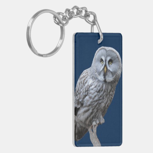 Grote grijze boomkorren sleutelhanger (Voorkant Links)