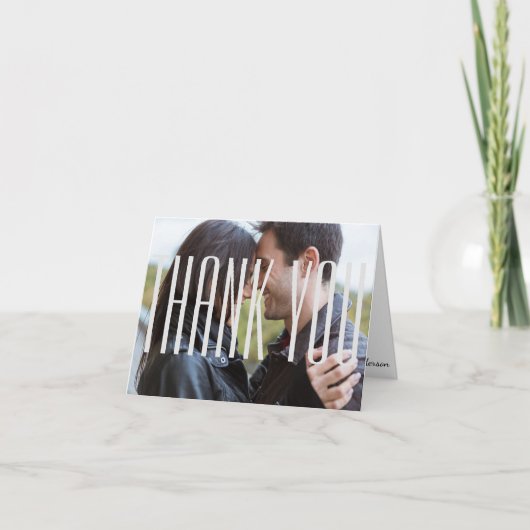 Grote grijze Empire-fotokaart - bedankkaart (Voorkant)