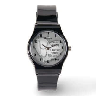 Grote grijze hart verpleegkundige horloge