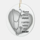 Grote grijze hart verpleegkundige keramisch ornament (Links)