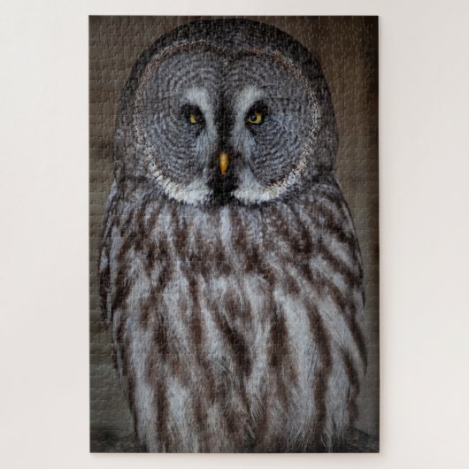 Grote Grijze Owl alleen Legpuzzel (Verticaal)