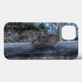 Grote Grijze Owl en Ranch Gate Pole aan land Case-Mate iPhone Case (Achterkant (horizontaal))