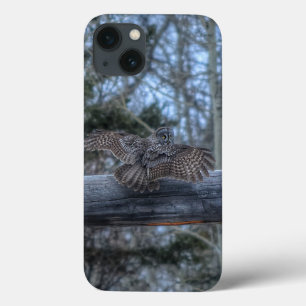 Grote Grijze Owl en Ranch Gate Pole aan land Case-Mate iPhone Case