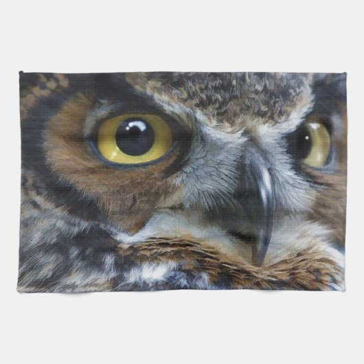 Grote Grijze Owl Eyes Wildlife Tea-Towel Theedoek (Horizontaal)