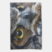 Grote Grijze Owl Eyes Wildlife Tea-Towel Theedoek (Verticaal)