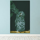 Grote Grijze Uil  Canvasprint op Spanning Canvas Afdruk (Insitu (Houten vloer))