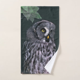 Grote Grijze Uil Halloween Wildlife Kunst Handdoek