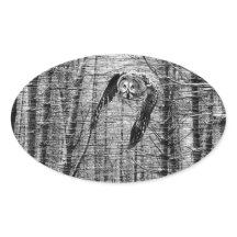 Grote Grijze Uil in zwarte en witte stickers
