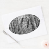 Grote Grijze Uil in zwarte en witte stickers (Envelop)