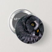 Grote grijze uil ronde button 5,7 cm (Voorkant /achterkant)
