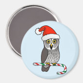 Grote Grijze Uil Santa Magneet (Voorkant / Achterkant)