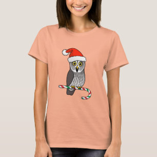 Grote Grijze Uil Santa T-shirt
