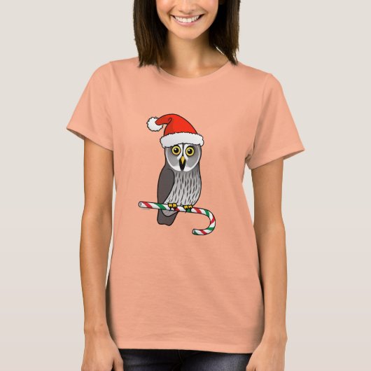 Grote Grijze Uil Santa T-shirt (Voorkant)
