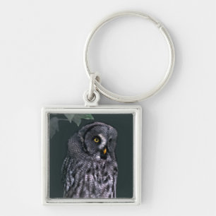 Grote grijze uil sleutelhanger
