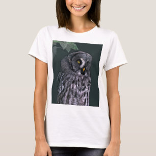 Grote grijze uil t-shirt