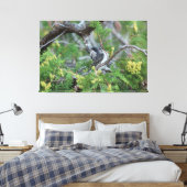 Grote grijze vogelcanvas canvas afdruk (Insitu (Slaapkamer))