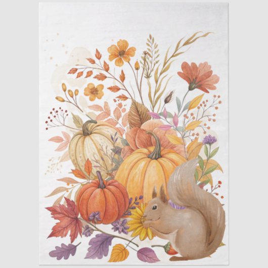 Grote grillige Waterverf Herfst Wildflowers Tissuepapier (Voorkant)