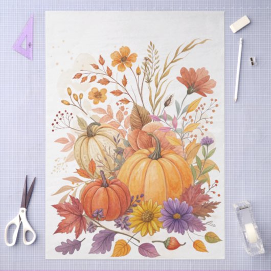Grote grillige Waterverf Herfst Wildflowers Tissuepapier (Craft)