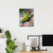 Grote groene ara op een boom poster (Thuiskantoor)