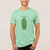 Grote groene augurk met verbaasd uitziende gezicht Tri-Blend shirt (Voorkant)