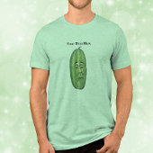 Grote groene augurk met verbaasd uitziende gezicht Tri-Blend shirt