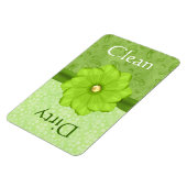 Grote groene bloemenvaatwasser magneet (Linkerzijde)