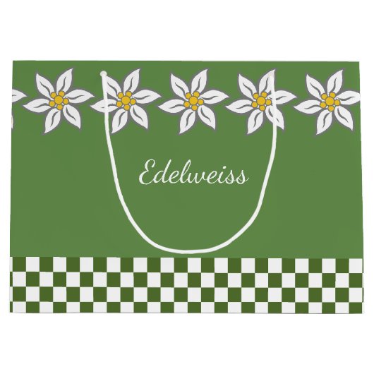 Grote groene Edelweiss Gift Bag Groot Cadeauzakje (Voorkant)