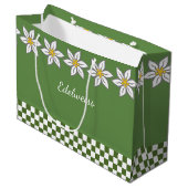 Grote groene Edelweiss Gift Bag Groot Cadeauzakje (Voorkant Gekanteld)
