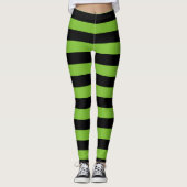 Grote groene en zwarte strepen Halloween Leggings (Voorkant)
