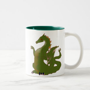 Grote groene Engelse dragon-Mok Tweekleurige Koffiemok