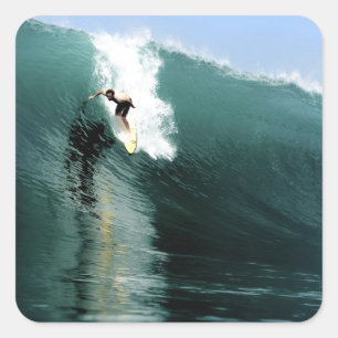 Grote groene extreme surfgolven overleven vierkante sticker