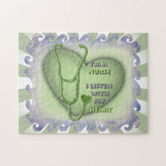 Grote groene hart verpleegkundige legpuzzel (Horizontaal)